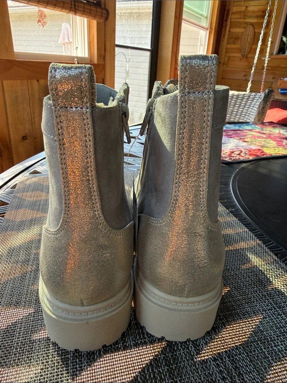 Joie Gray Kids Suede Lace-Up Ankle Boots
